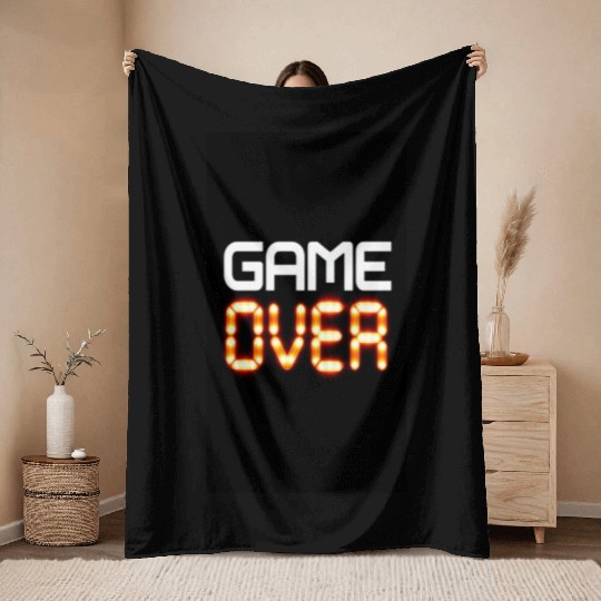 Game Over Digital LED Typography Throw Blankets
