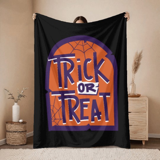 Trick or Treat Halloween Tombstone Throw Blankets