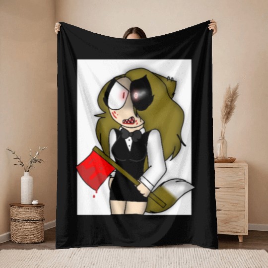 Horror-Themed Zombie Waitress Design Throw Blankets