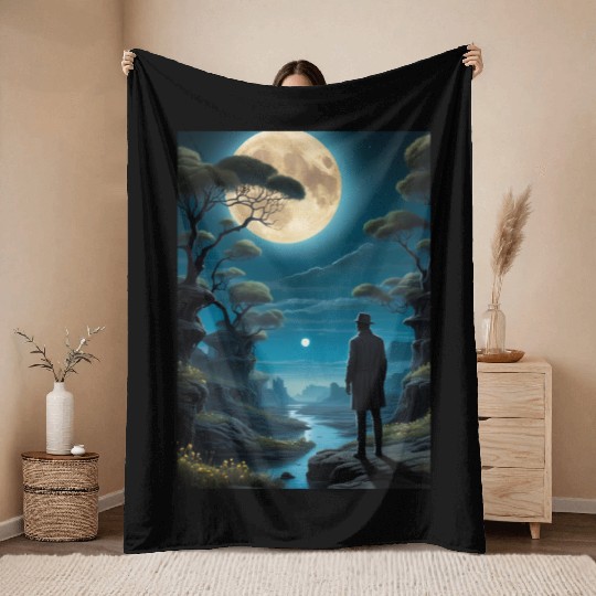 Mystical Night Under the Full Moon Throw Blankets