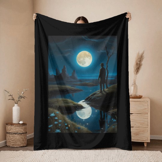 Mystic Night Under the Full Moon Throw Blankets