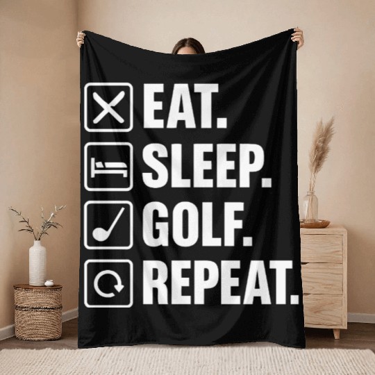 Eat Sleep Golf Repeat Throw Blankets