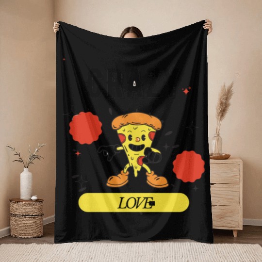 Crazy in Love Pizza – The Happiest Slice Ever  D83C DF55 Throw Blankets