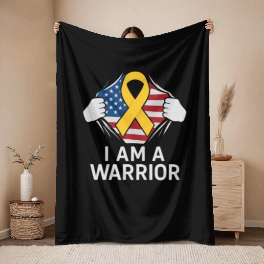 American Warrior of Strength & Awareness Throw Blankets
