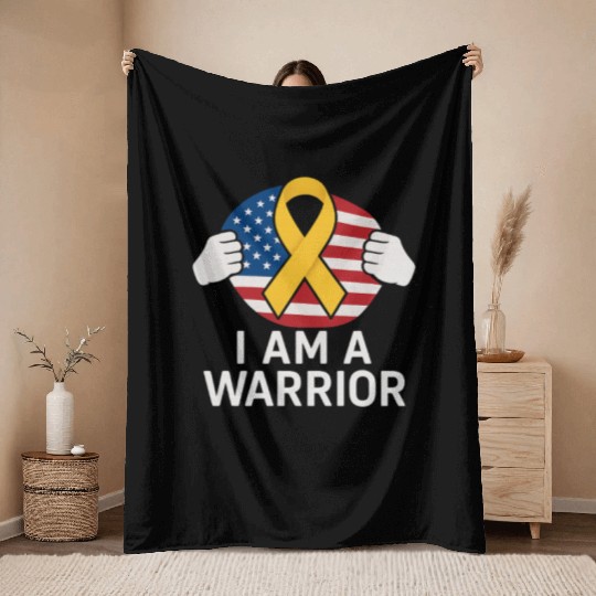 American Warrior of Strength & Awareness Throw Blankets