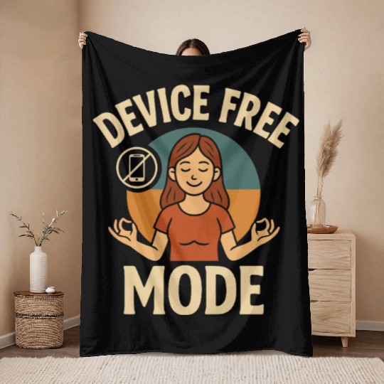 Device-Free Mode Peaceful Yoga Illustration Throw Blankets