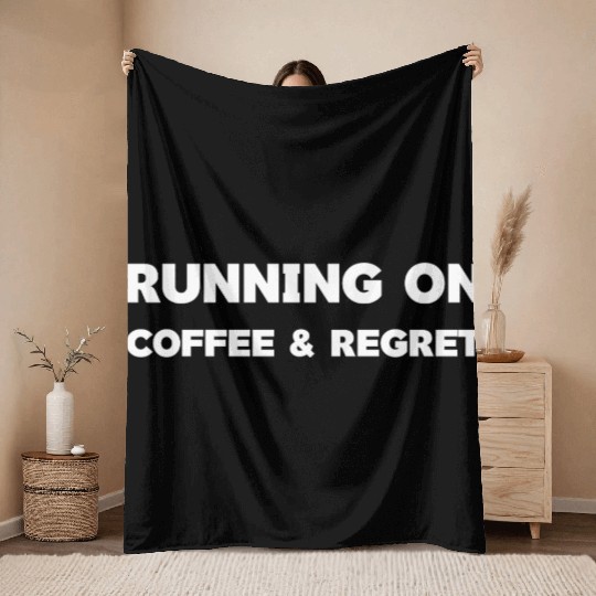 Morning Coffee Running Motivational Design Throw Blankets