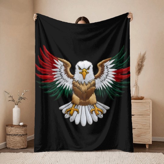 Majestic Bald Eagle with National Colors Throw Blankets