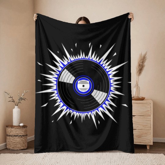 Vinyl Record Starburst Design Throw Blankets