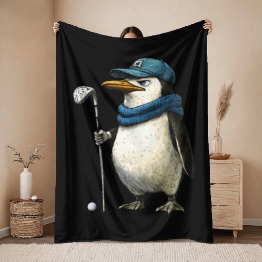 Penguins Golf Throw Blankets