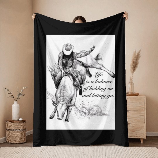 Cowboy Rodeo Rider Inspirational Design Throw Blankets