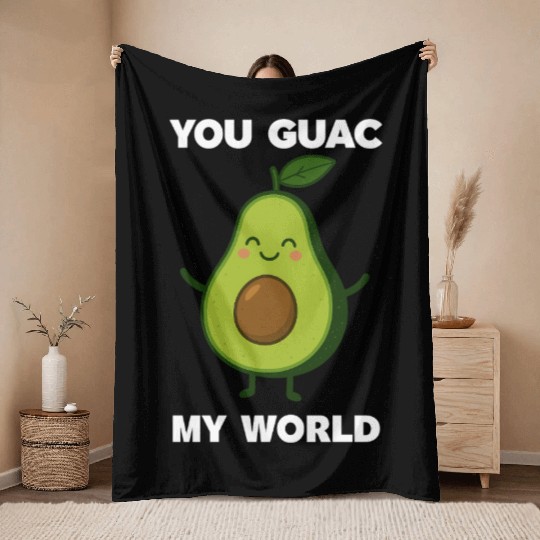 Cute Avocado Humor Graphic Throw Blankets