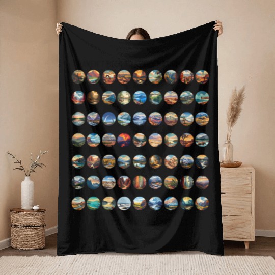 All US National Park Checklist Bucket List Throw Blankets