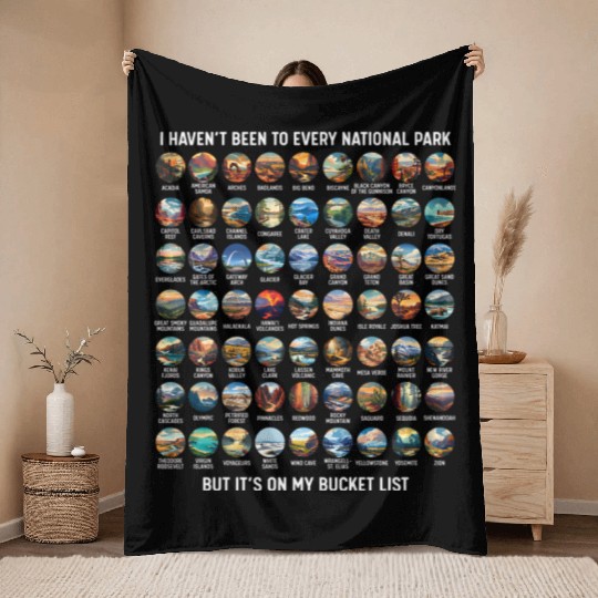 All US National Park Checklist Bucket List Throw Blankets