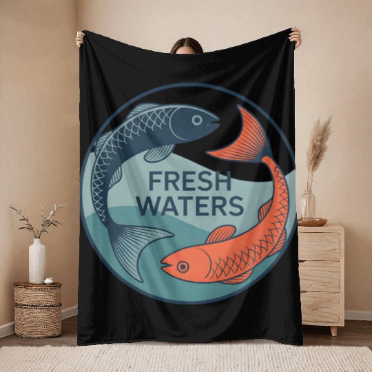 Fresh Waters Koi Fish Artwork Throw Blankets
