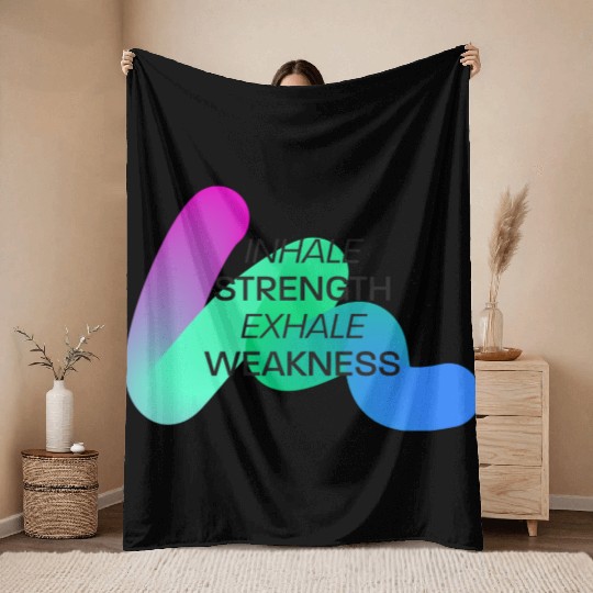 Inspirational Breath Motivation Design Throw Blankets