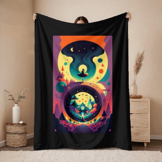 Dancing Alice on the Psychedelic Path Throw Blankets
