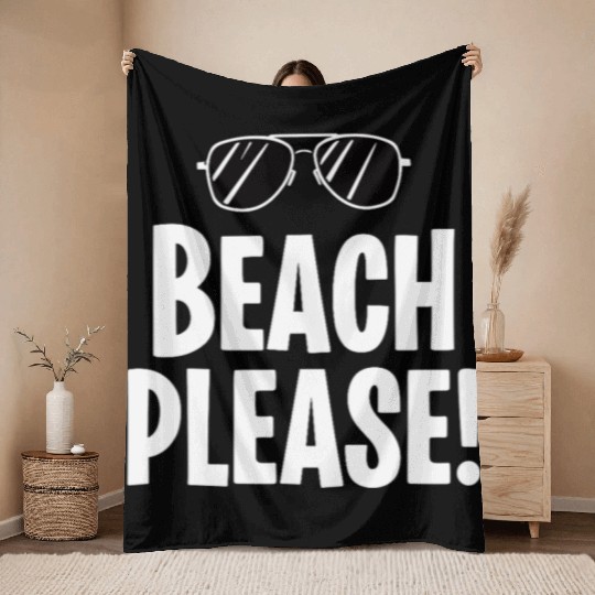 Beach Please Sunglasses Graphic Throw Blankets