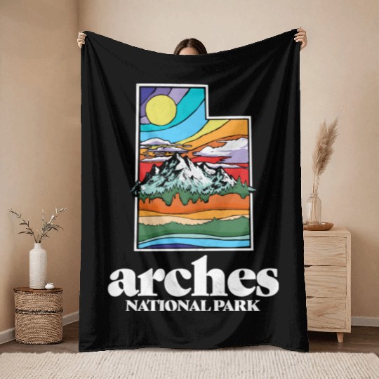 Arches National Park Utah Vintage Nature Outdoor Throw Blankets