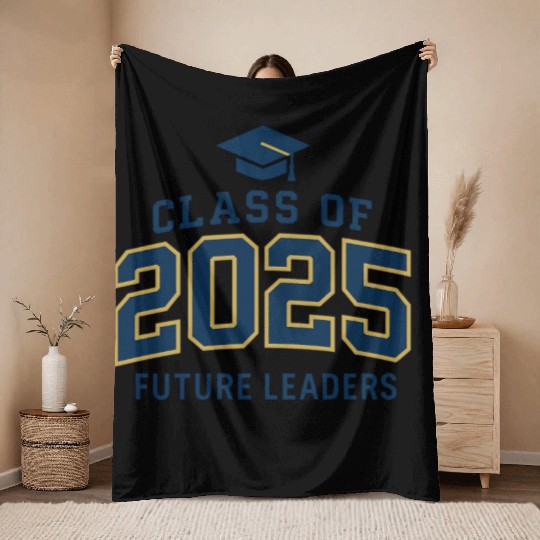 Graduation Class of 2025 Future Leaders Throw Blankets Design