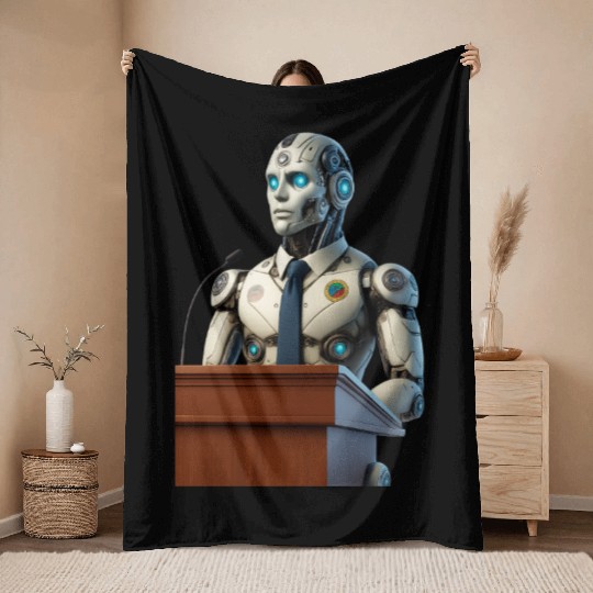 Futuristic Robot President Throw Blankets