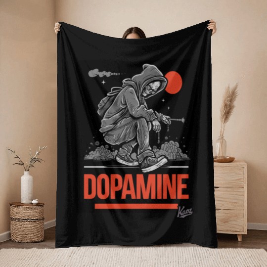 Neon Skater with Vapor Trail and Red Moon Throw Blankets