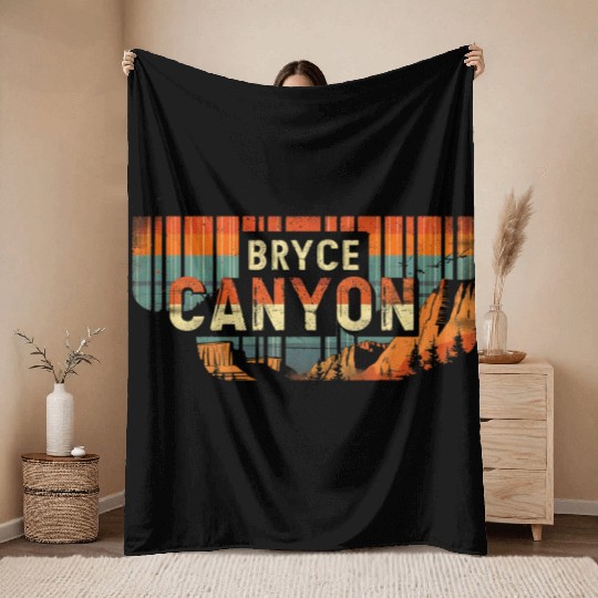 Bryce Canyon US National Park Vintage Throw Blankets