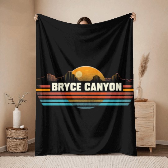 Bryce Canyon US National Park Vintage Throw Blankets