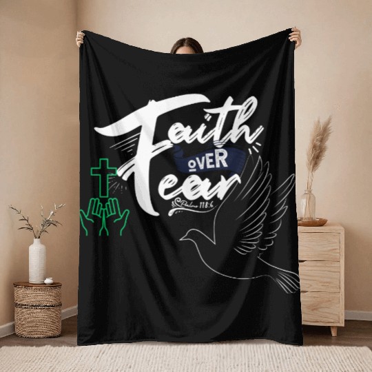 Faith Over Fear Inspirational Design Throw Blankets