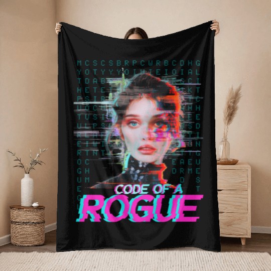 Futuristic Digital Rogue Illustration Throw Blankets