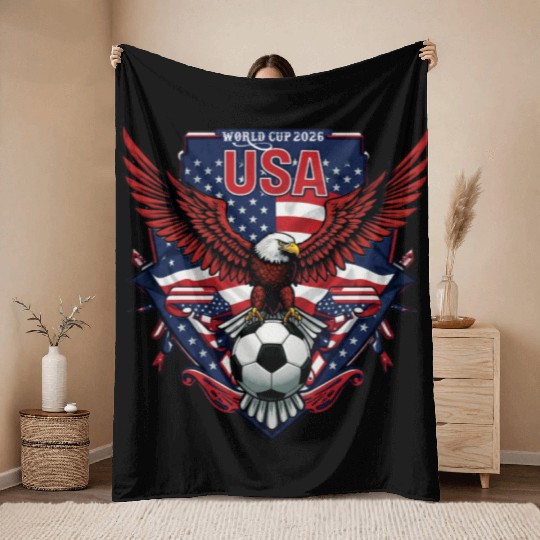USA Soccer World Cup 2026 Eagle Patriotic Apparel Throw Blankets