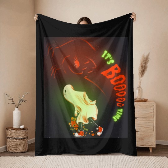 It’s Booo Time Ghost Halloween Throw Blankets