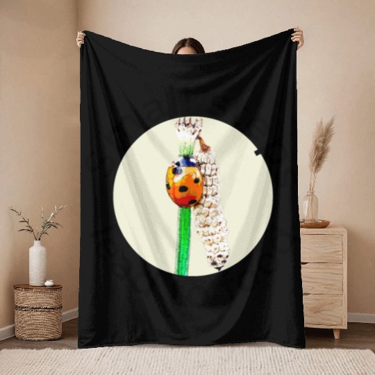 Small Steps Lead to Food – Ladybug Art Throw Blankets