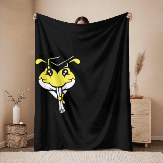 Caterpillar school graduation passed College proud Throw Blankets