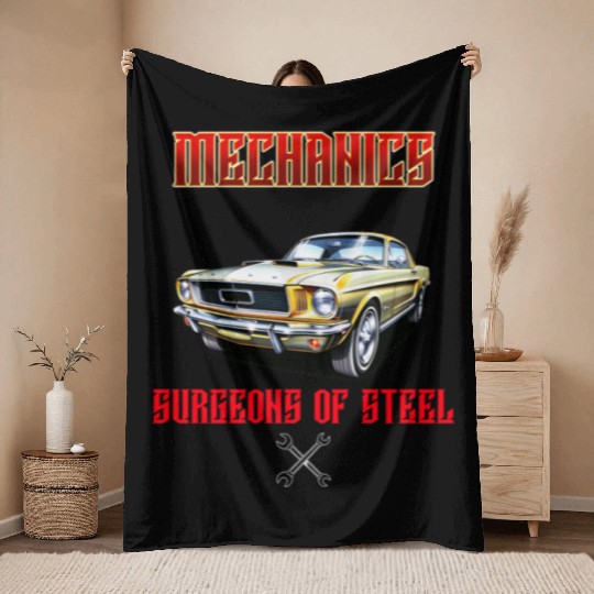 Muscle Car Classic Mechanics Design Throw Blankets