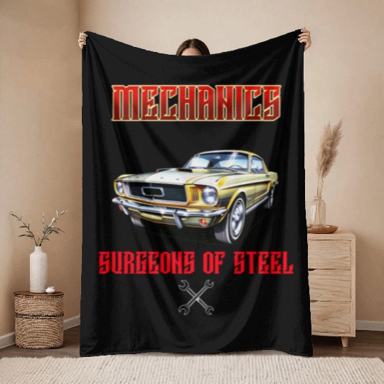 Muscle Car Classic Mechanics Design Throw Blankets