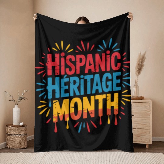 Hispanic Heritage Month Celebration Design Throw Blankets