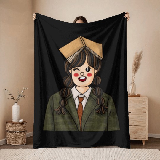 Whimsical Bookish Graduation Design Throw Blankets