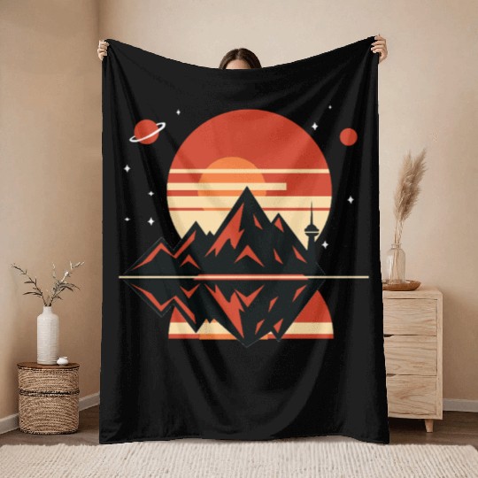 Retro Horizon Throw Blankets