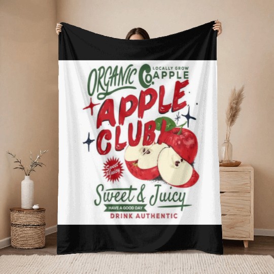 Organic Apple Club Illustration Design Throw Blankets