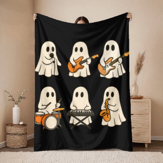 Ghost Band Musical Ensemble Throw Blankets