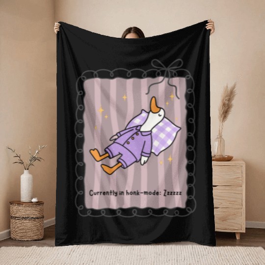 Silly Goose in Honk-Mode Pajama Design Throw Blankets
