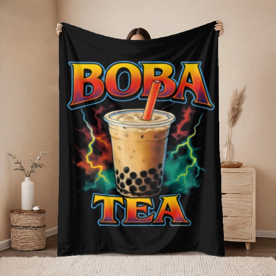 Boba Tea Favorite Food Funny Weird 90s Boba Tea Throw Blankets