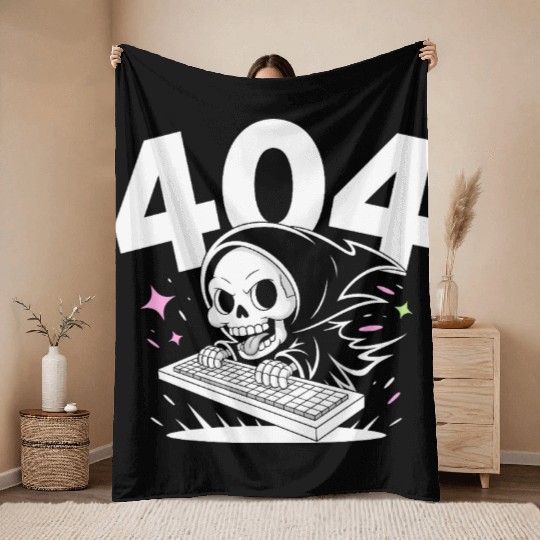 Skull Cartoon Emergency 404 Error Design Throw Blankets