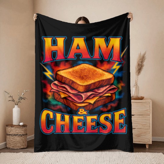Ham And Cheese Sandwich Favorite Food Weird 90s Throw Blankets