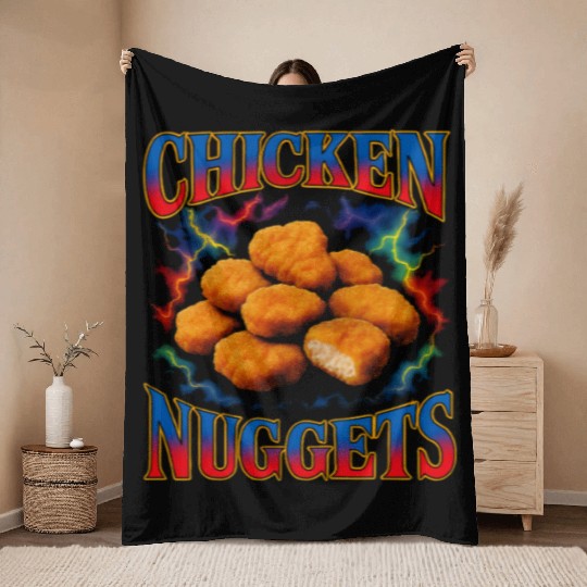 Chicken Nuggets Favorite Food Weird 90s Nuggets Throw Blankets