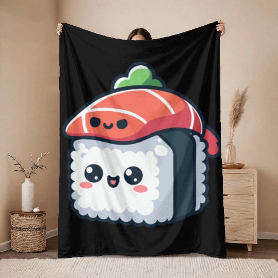 kawaii sushi character - food Throw Blankets