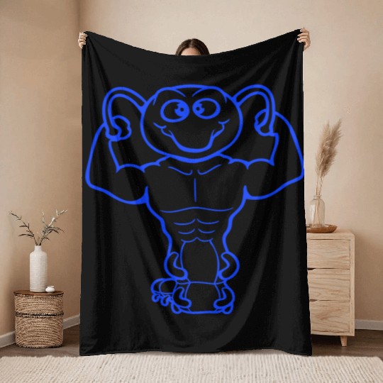 Caterpillar Bodybuilder Muscle Building Strong Fit Throw Blankets