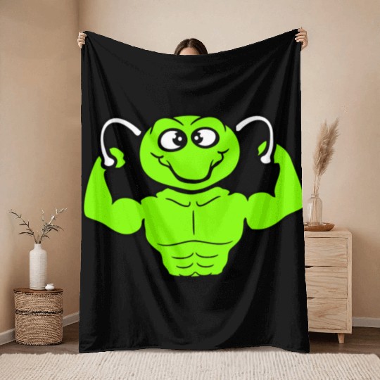 Caterpillar Bodybuilder Muscle Building Strong Fit Throw Blankets