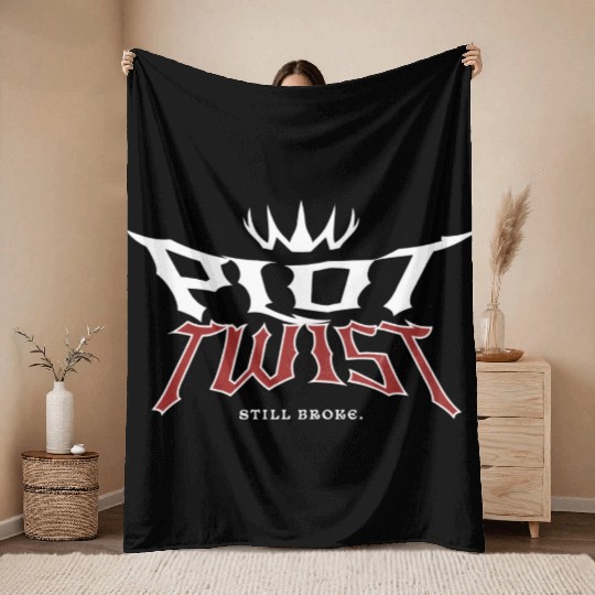 Plot Twist Rugged Crowned Skull Design Throw Blankets